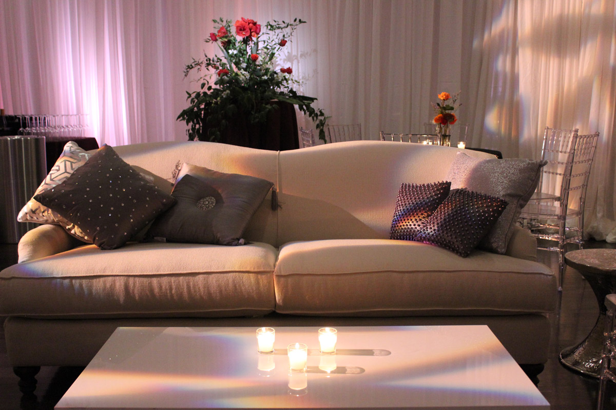 White sofa in reception hall